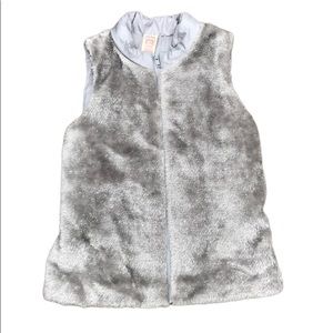 Faded Glory Big Girls Faux Fur Full-Zip Vest - Silver